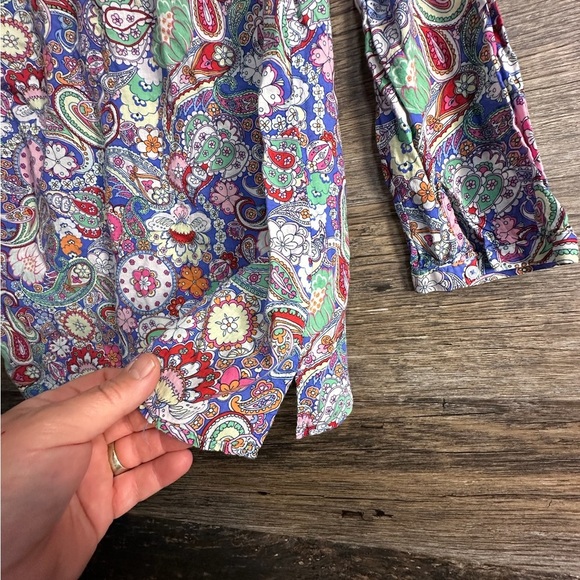 Talbots Multicolor Paisley Relaxed Graphic Blouse Womens Small - Picture 4 of 7